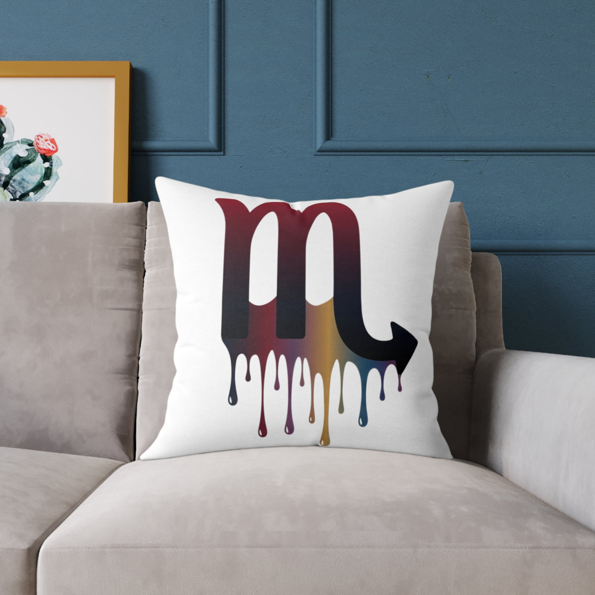 Dripping Zodiac Scorpio Square Poly Canvas Pillow