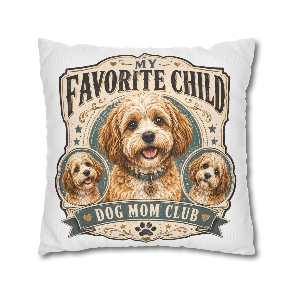Dog Mom Pillowcase Milo Bailey Dog Dad Mom — "My Favorite Child" Spun Polyester Decorative Pillowcase