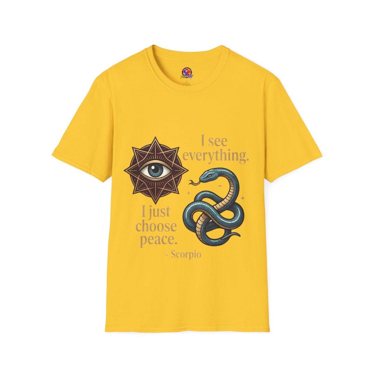 Scorpio “I See Everything” Zodiac T‑Shirt — Astrological Snake & All‑Seeing Eye Design