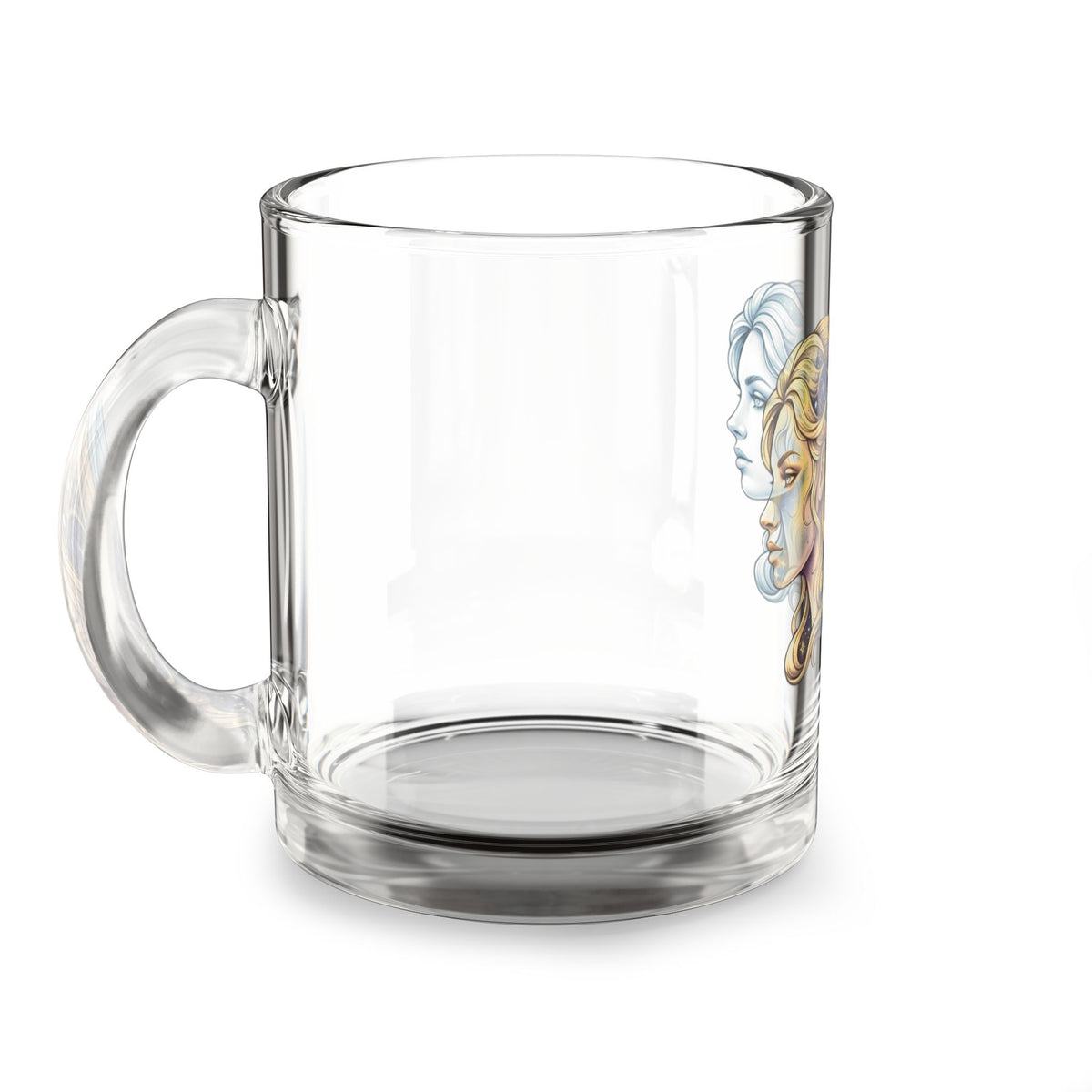 Gemini Zodiac Glass Mug — Dual-Profile Astrology Coffee Cup (10 oz)