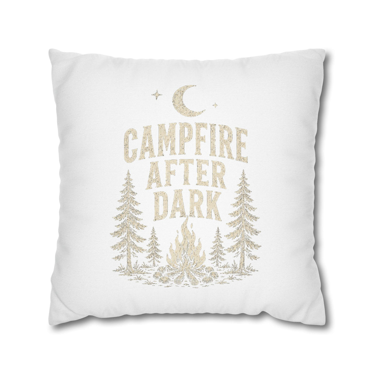 Campfire After Dark Decorative Pillowcase Milo Bailey Dog Dad Mom — Cozy Rustic Camping Throw Pillow