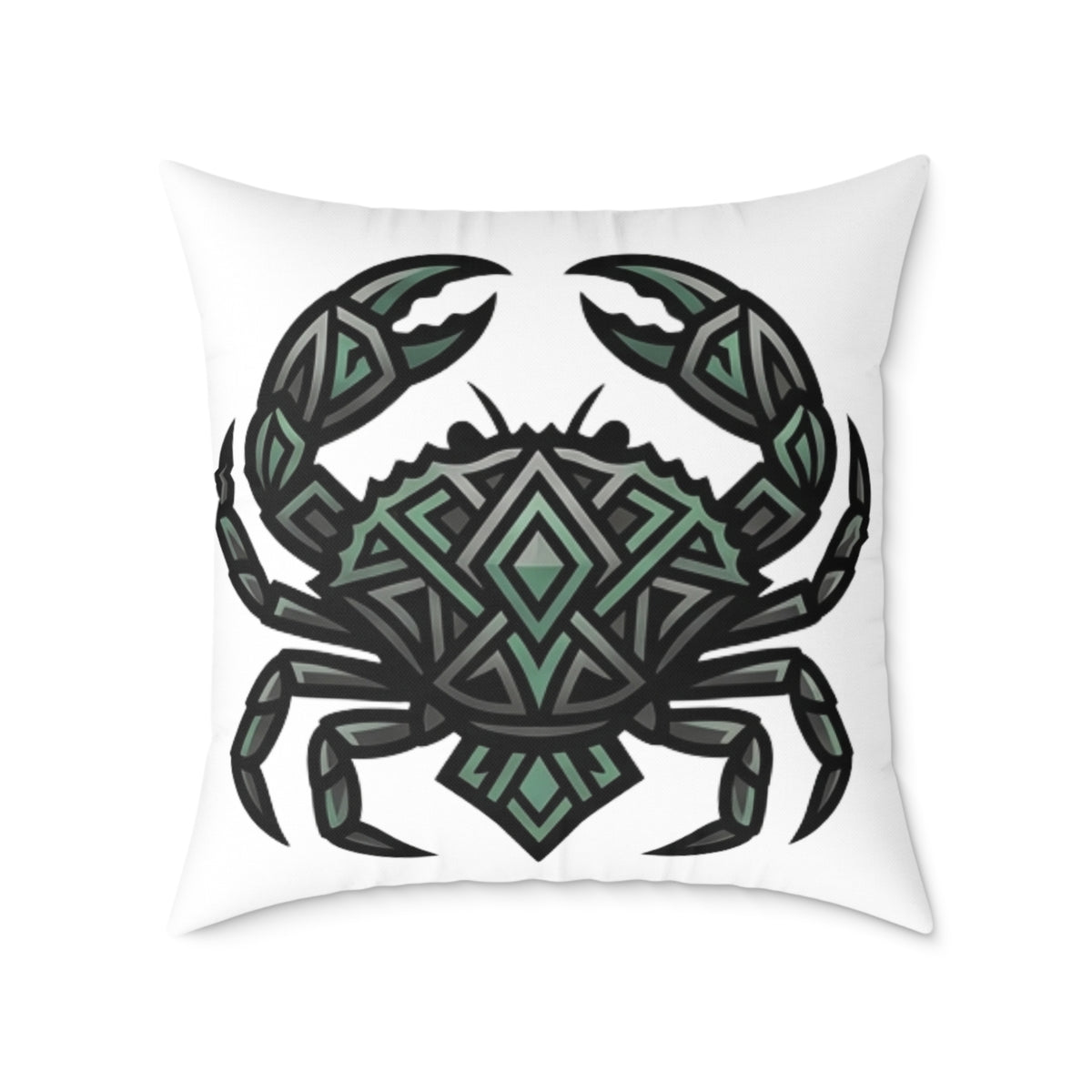 Cancer Zodiac Crab Mandala Square Pillow — Geometric Beach Decor Cushion