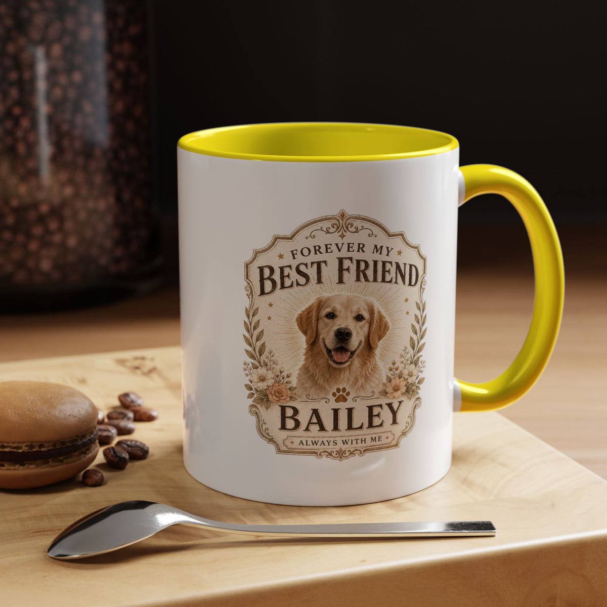 Milo Bailey Dog Dad Mom Forever My Best Friend Dog Coffee Mug — Personalized Pet Name Accent Mug