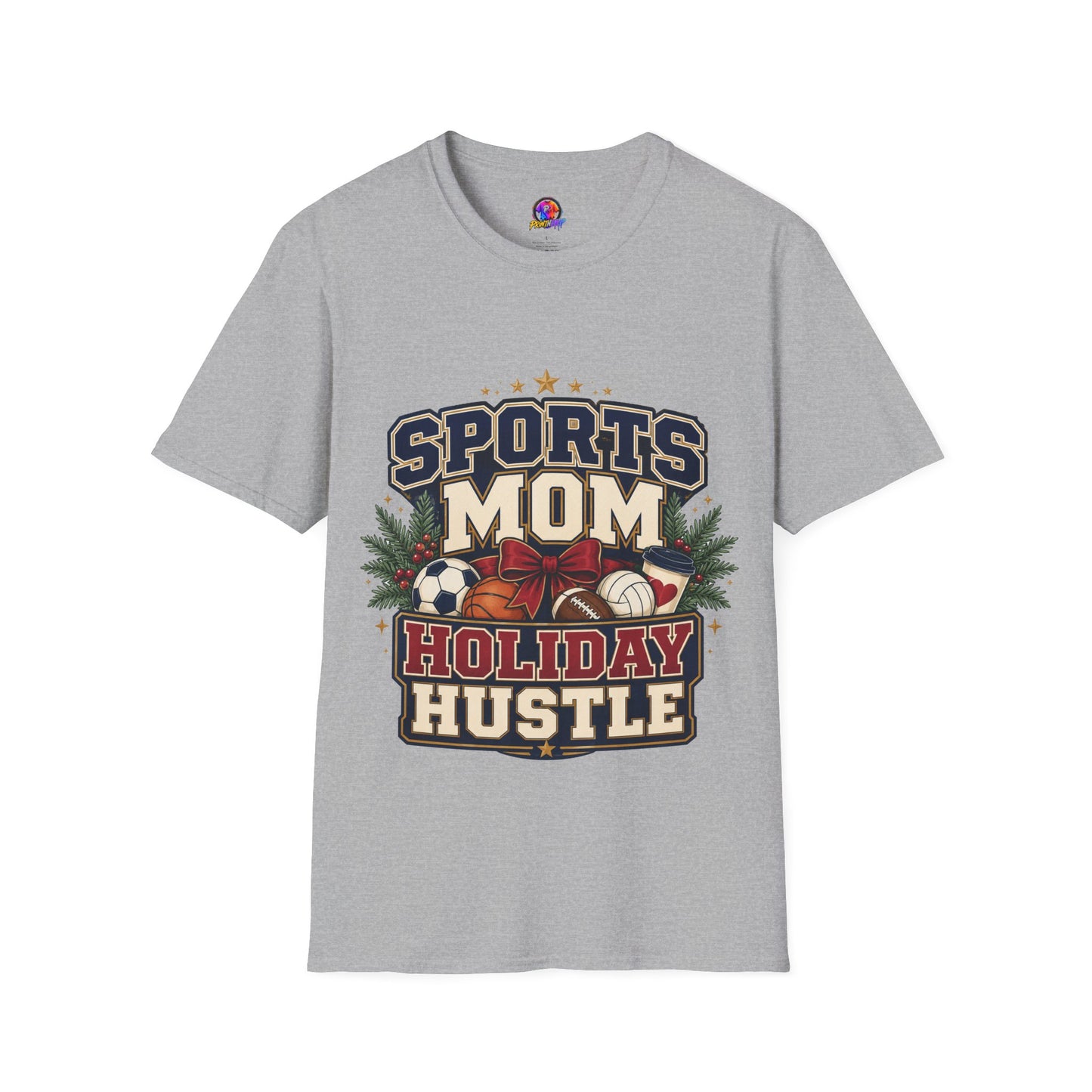 Sports Mom T‑Shirt — "Holiday Hustle" Athletic Mom Tee