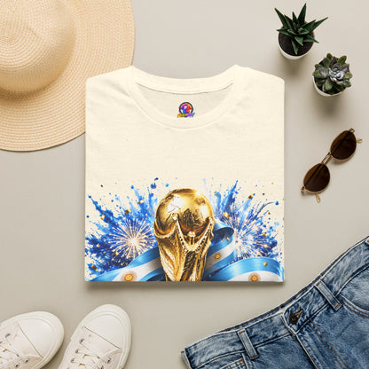 Argentina World Cup Champions T-Shirt — Gold Trophy Celebration Tee
