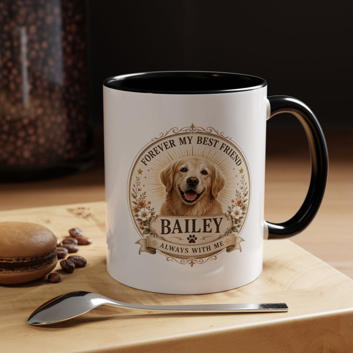 Milo Bailey Dog Dad Mom Golden Retriever Memorial Coffee Mug – "Forever My Best Friend" Personalized Name Accent Mug