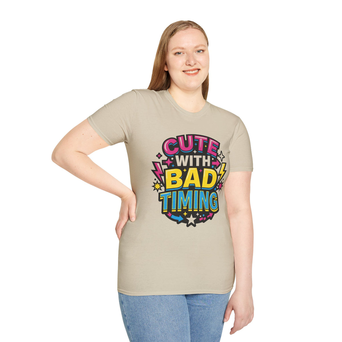 Cute But Bad Timing Graphic T-Shirt — Funny Retro Rainbow Tee - Trending Now - August 2026