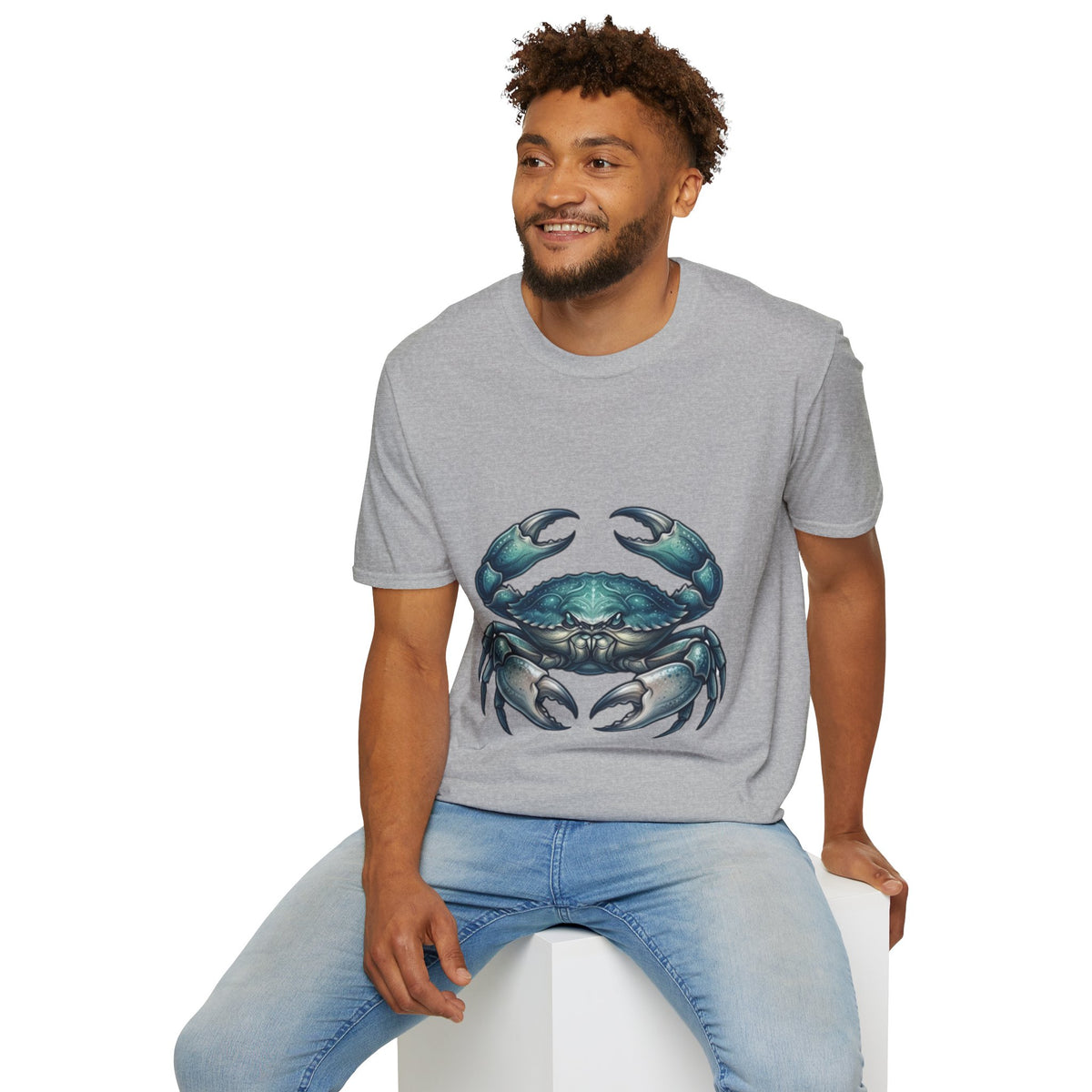 Cancer Zodiac Crabby Coastal Tee - Blue Green Crab Graphic T-Shirt