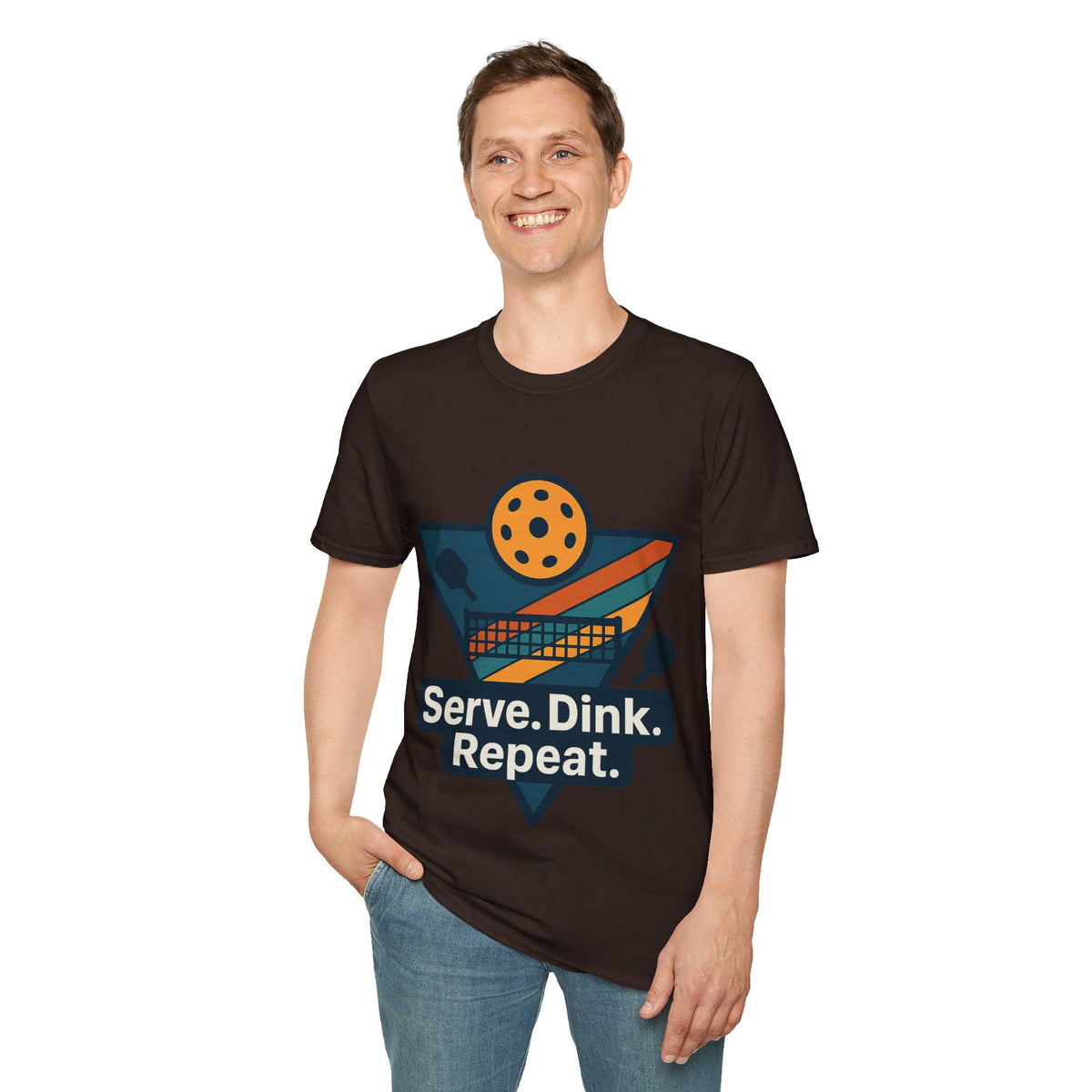 Pickleball T-Shirt — Retro Paddle & Ball Design with “Serve. Dink. Repeat.” Slogan - Trending Now - August 2026