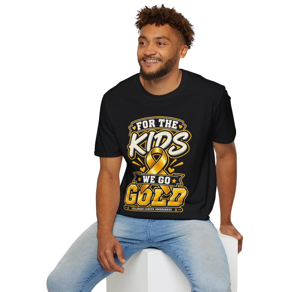 Kids Childhood Cancer Awareness T-Shirt — "For the Kids We Go Gold"
