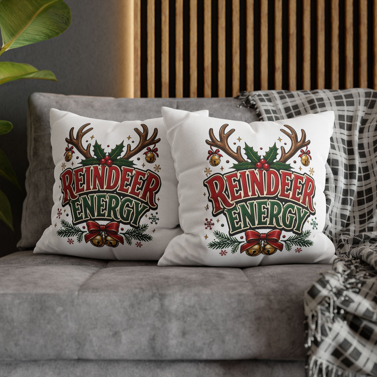 Christmas Reindeer Energy Holiday Pillowcase — Festive Christmas Decorative Throw Cover