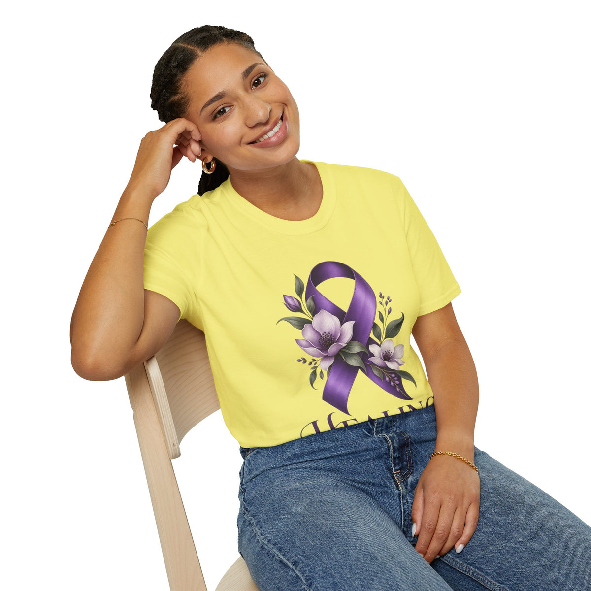 Healing Is Power Purple Ribbon Awareness Domestic Violence  T-Shirt