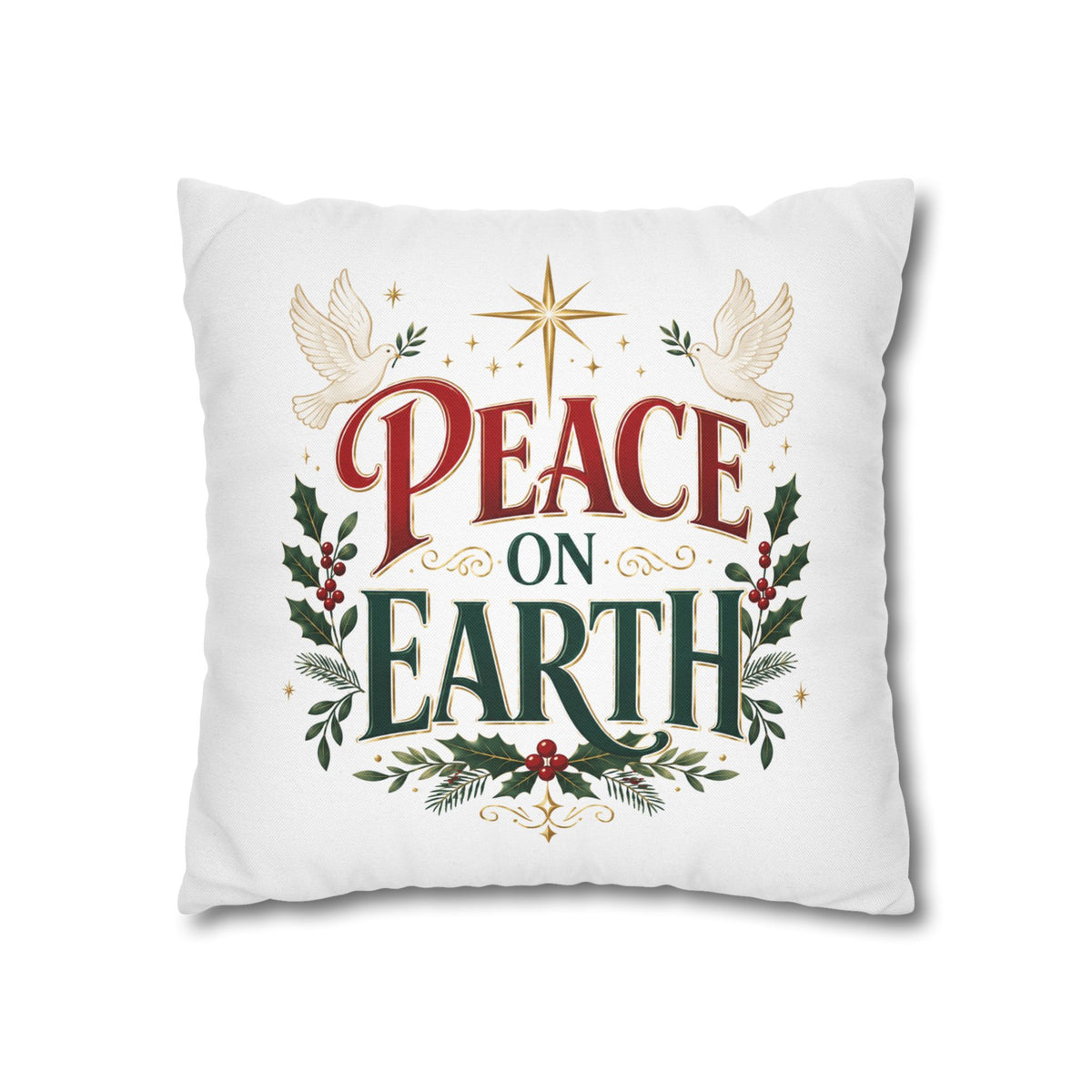 Christmas Peace on Earth Holiday Pillowcase — Christmas Decorative Throw Pillow Cover