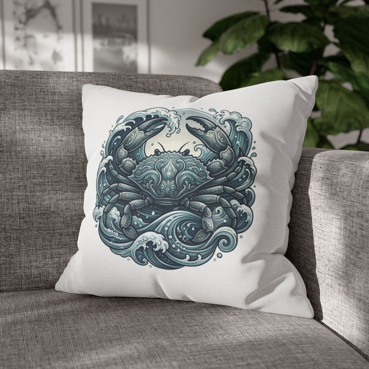 Cancer Zodiac Ocean Crab Decorative Pillowcase — Nautical Coastal Accent