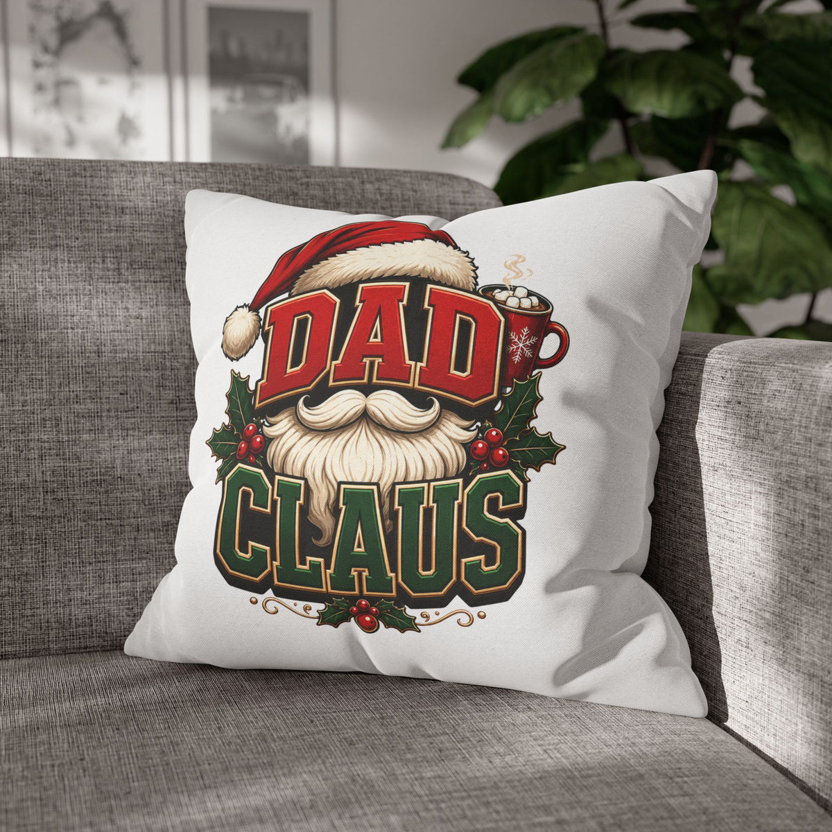 Dad Claus Christmas Pillowcase — Festive Santa Beard Holiday Decor