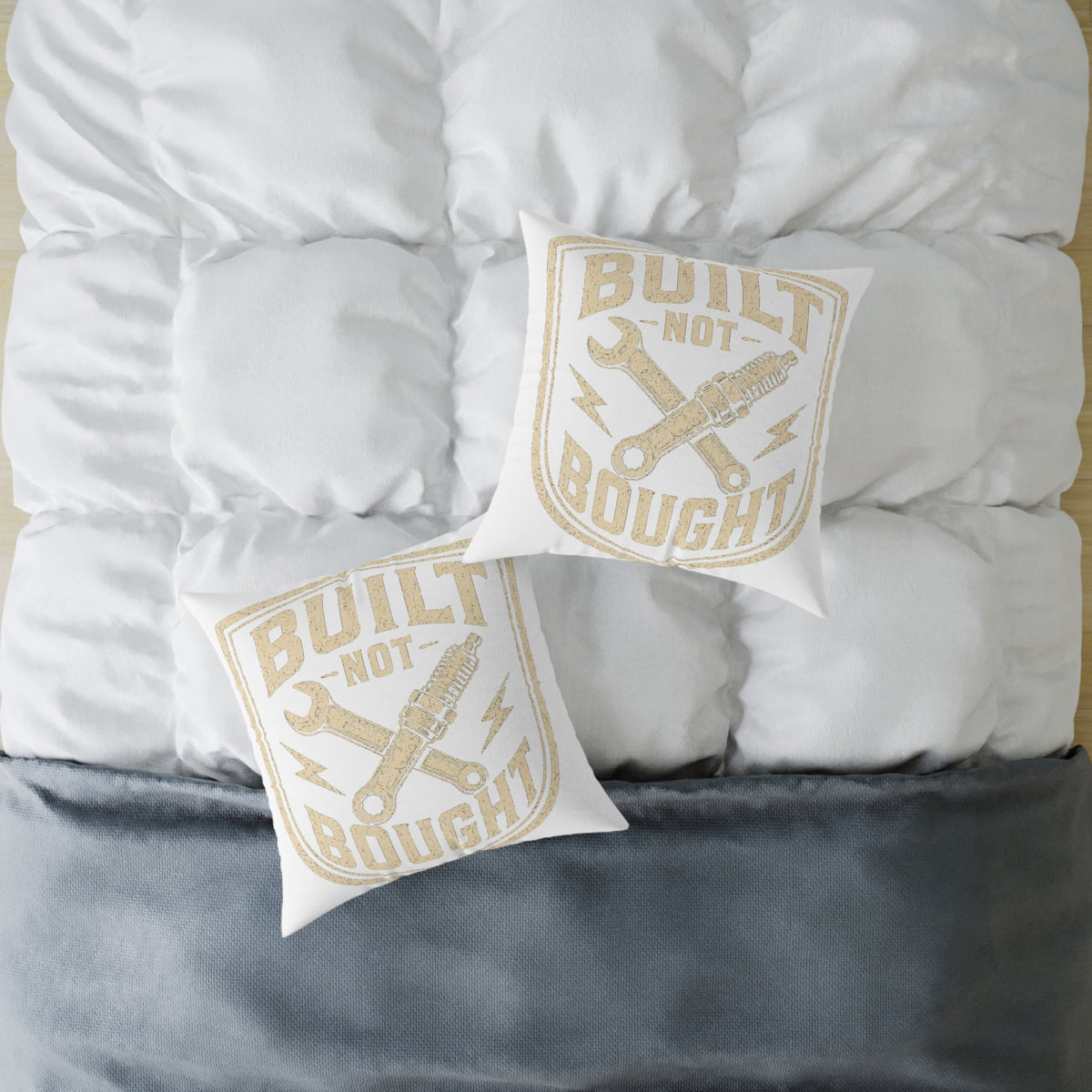 Built Not Bought Square Pillow Milo Bailey Dog Dad Mom — Mechanic Workshop Decor Accent