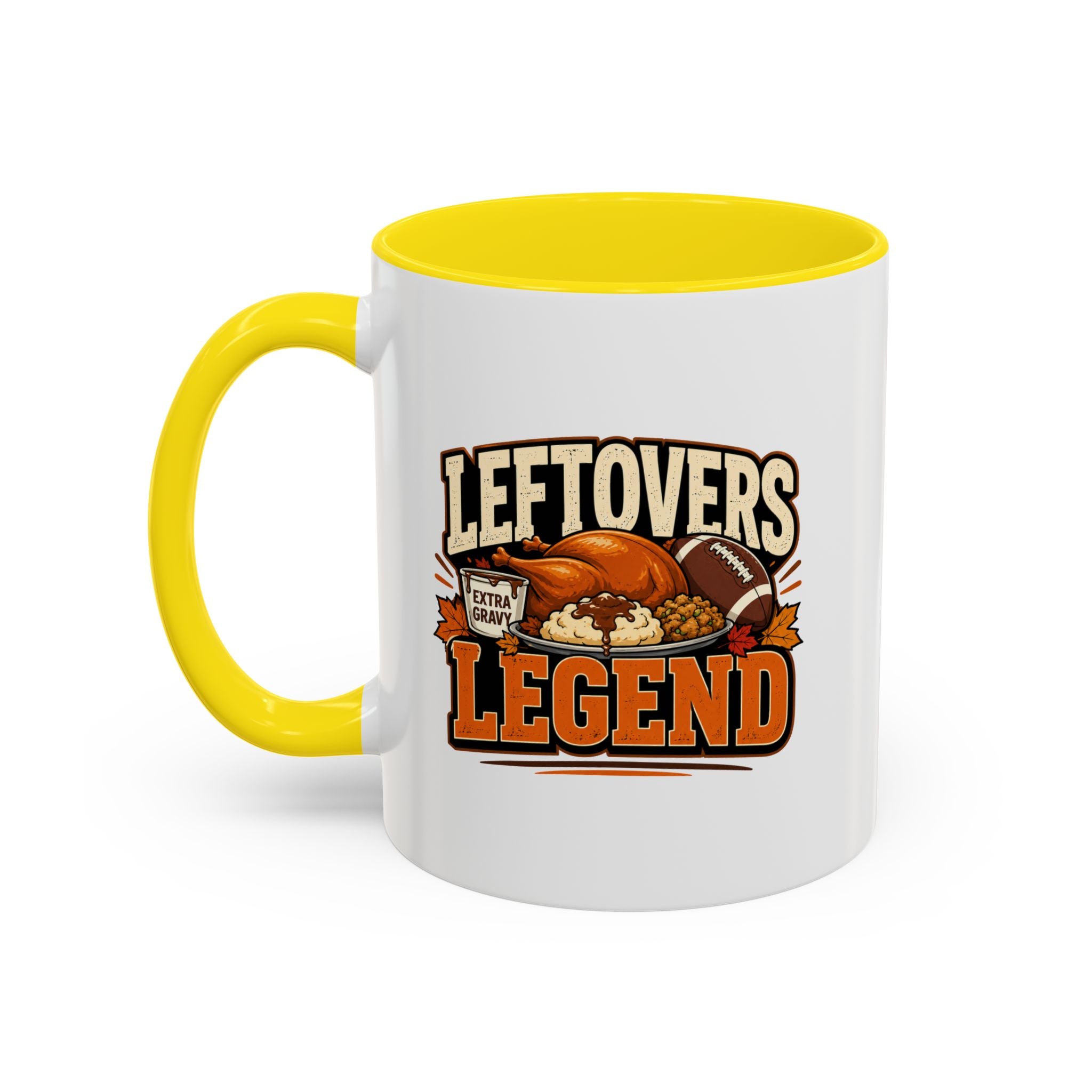 Thanksgiving  Mug Leftovers Legend Coffee Mug – Funny Thanksgiving Turkey & Football  Accent Mug