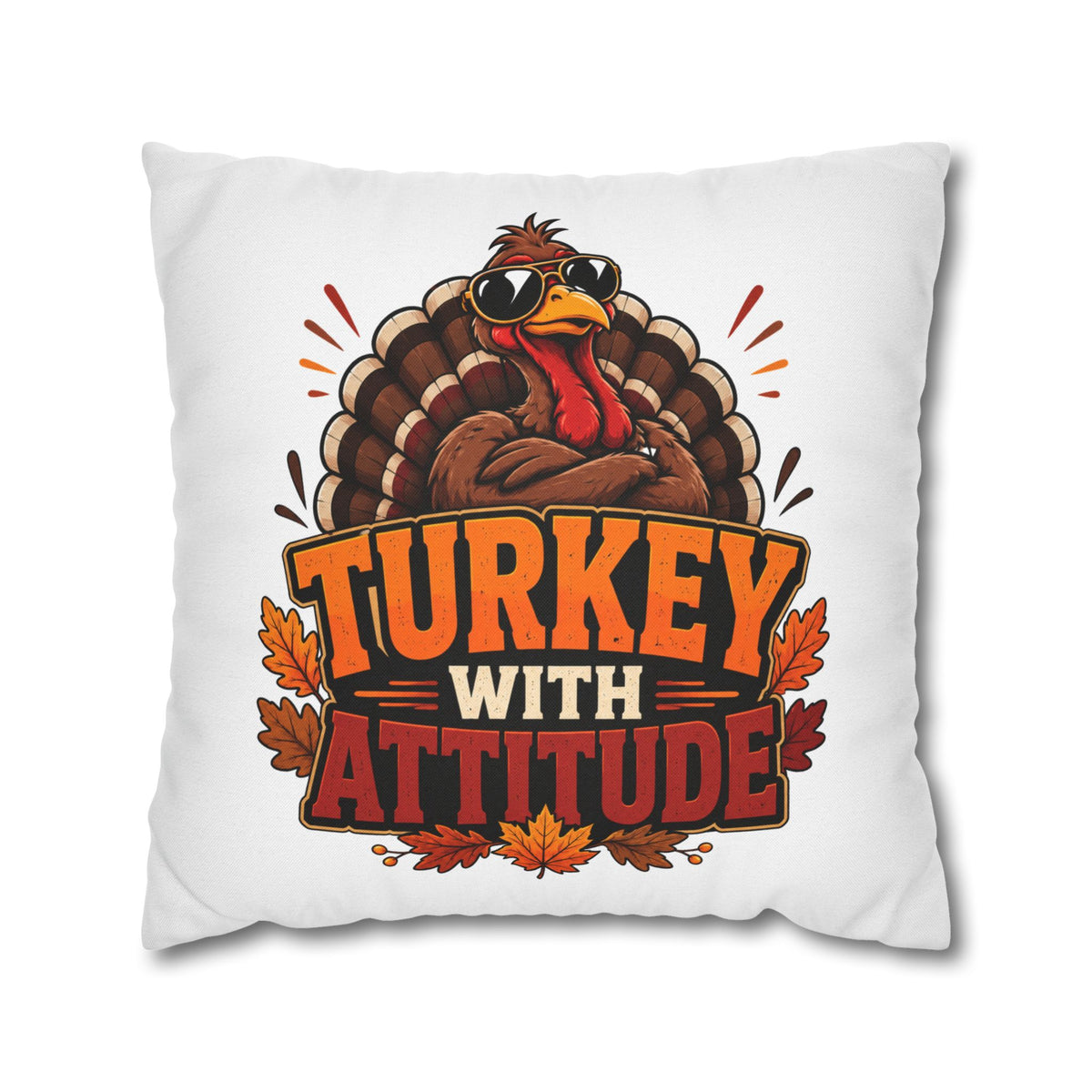 Thanksgiving Turkey With Attitude Pillowcase — Funny Thanksgiving Decorative Pillow Cover