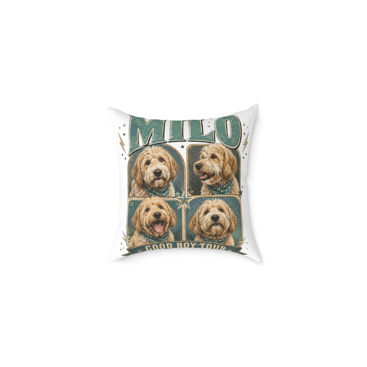 Personalized Dog Photo Pillow  Milo Bailey Dog Dad Mom— "MILO" Collage Square Pet Throw Pillow