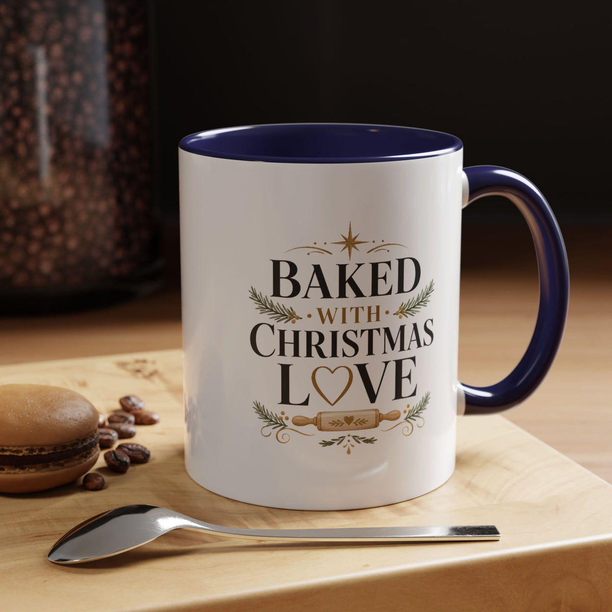 Christmas Baking Coffee Mug — "Baked with Christmas Love" Accent Mug