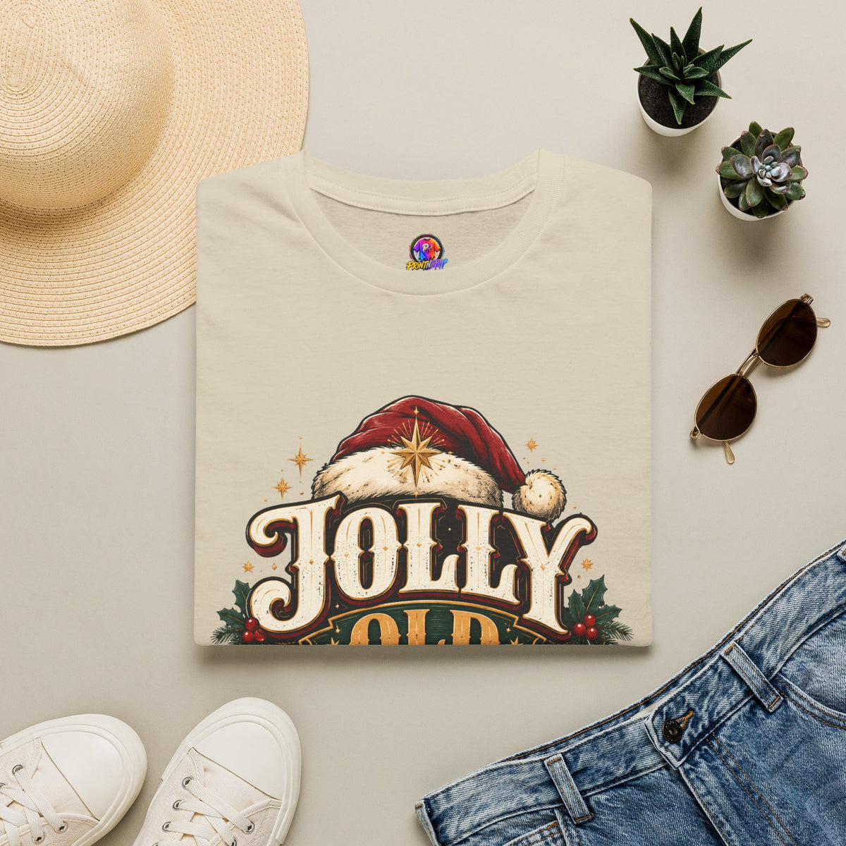 Jolly Old Soul T-Shirt — Vintage Santa Holiday Graphic Tee