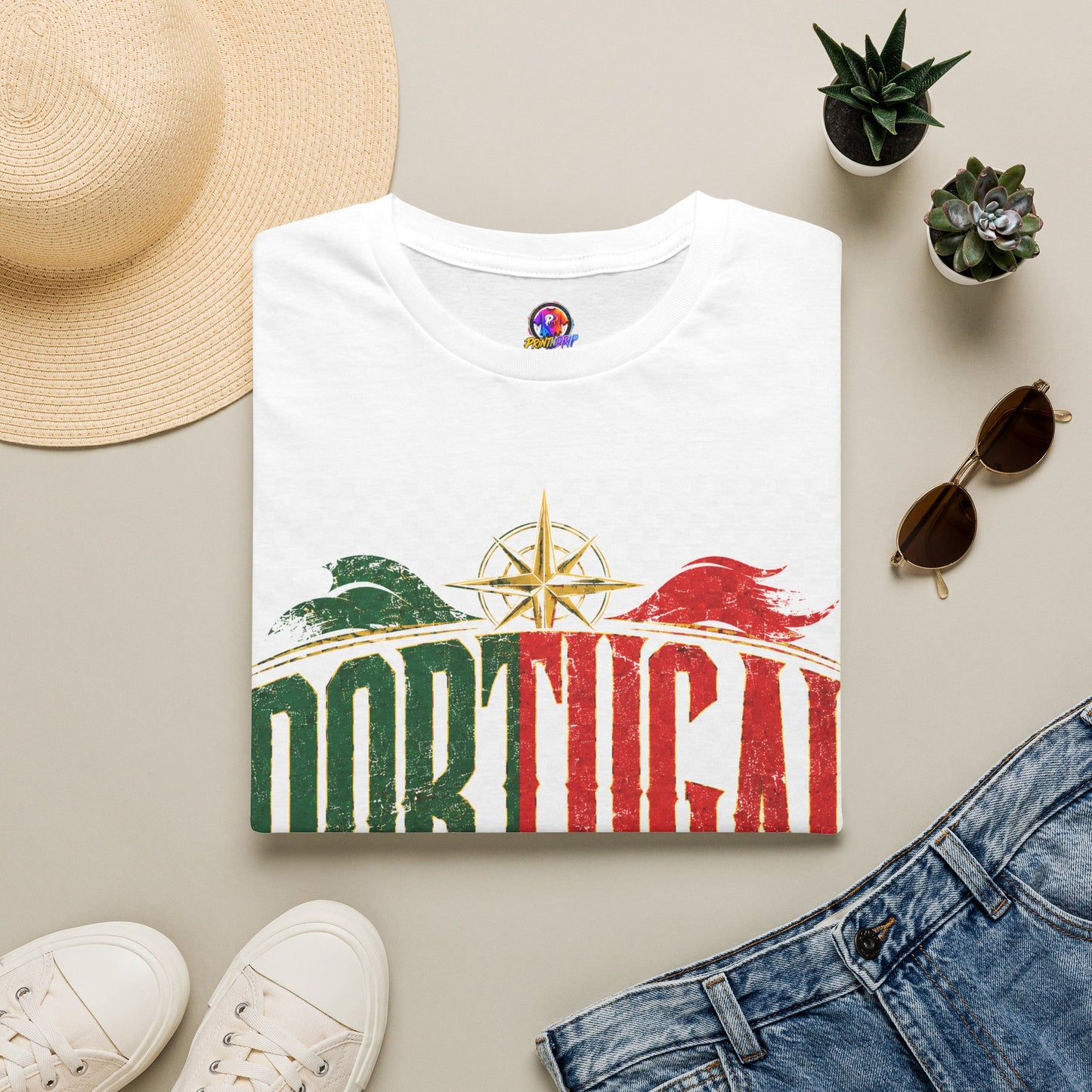 Portugal Vintage Compass T-Shirt — Retro Portuguese Flag Travel Tee