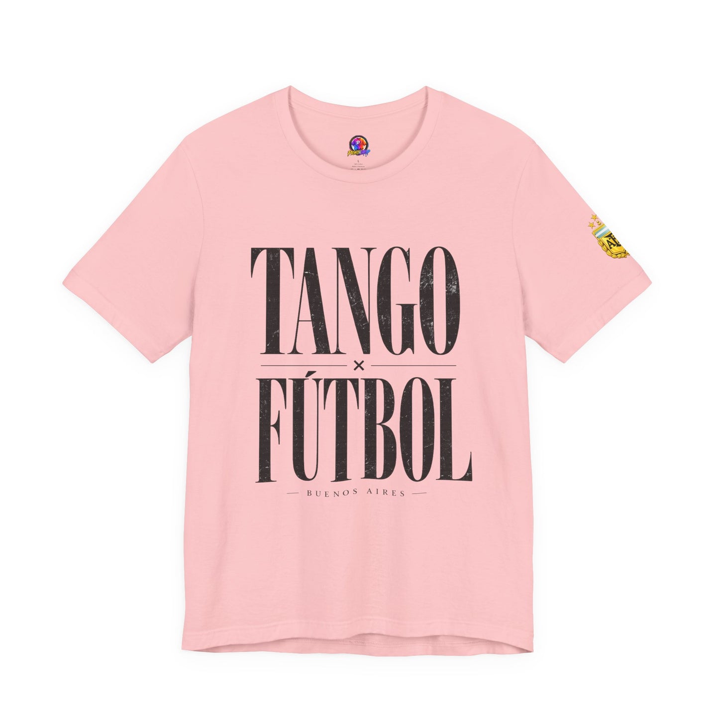 Argentina - Tango y Fútbol Graphic Tee - Bold Serif Soccer & Dance Shirt