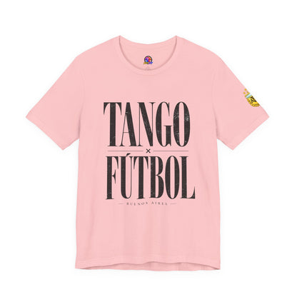 Argentina - Tango y Fútbol Graphic Tee - Bold Serif Soccer & Dance Shirt