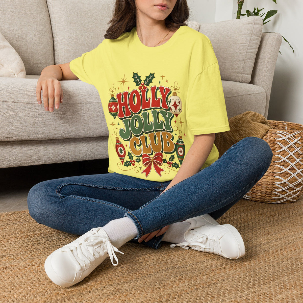 Holly Jolly Club Christmas T-Shirt — Retro Holiday Ornament Tee