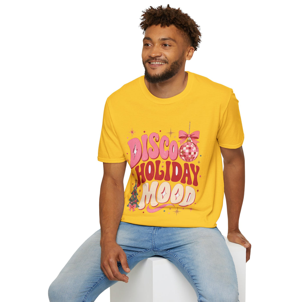 Disco Holiday T-Shirt — Retro Pink Disco Ball Christmas Tee