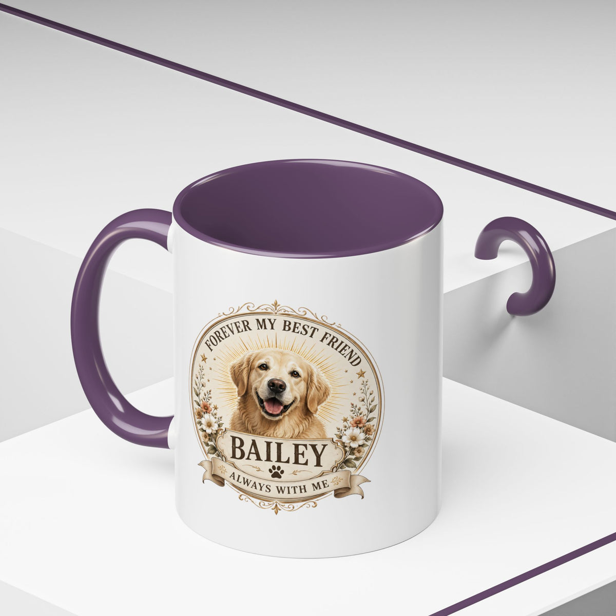 Milo Bailey Dog Dad Mom Golden Retriever Memorial Coffee Mug – "Forever My Best Friend" Personalized Name Accent Mug