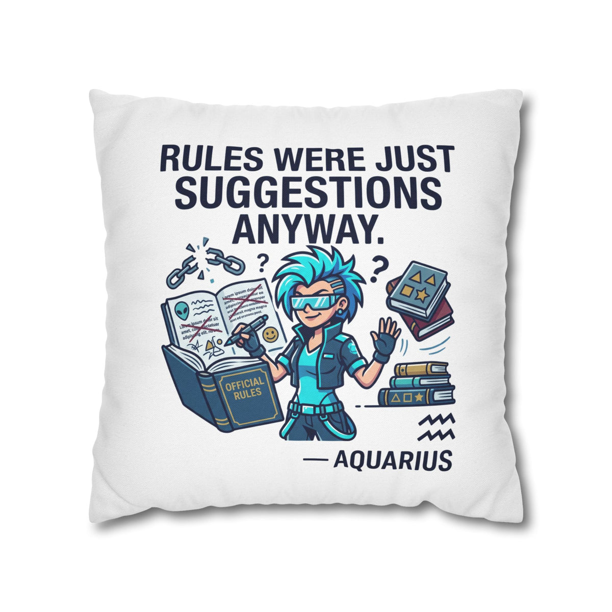 Aquarius Zodiac Spun Polyester Square Pillowcase