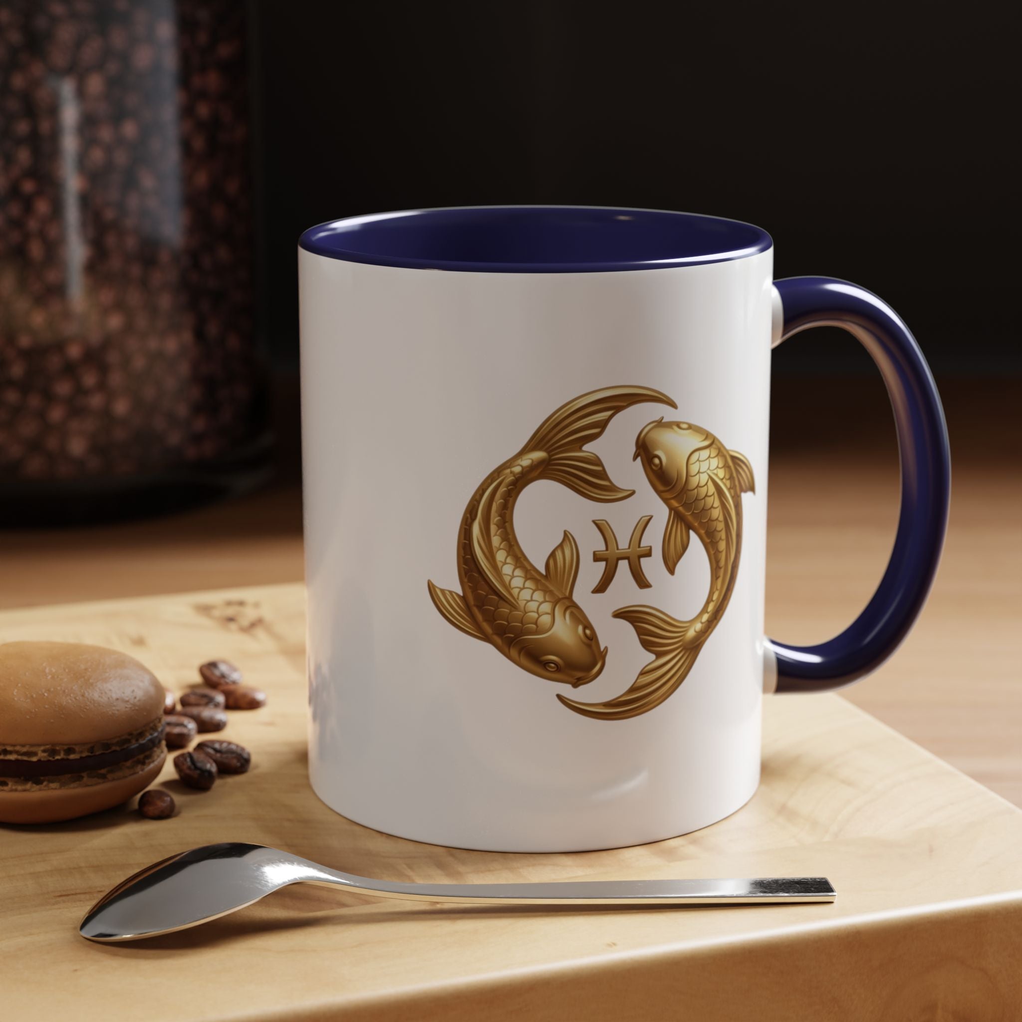 Pisces Zodiac Coffee Mug – Gold Koi Fish Horoscope Accent Mug