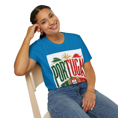 Portugal Vintage Compass T-Shirt — Retro Portuguese Flag Travel Tee