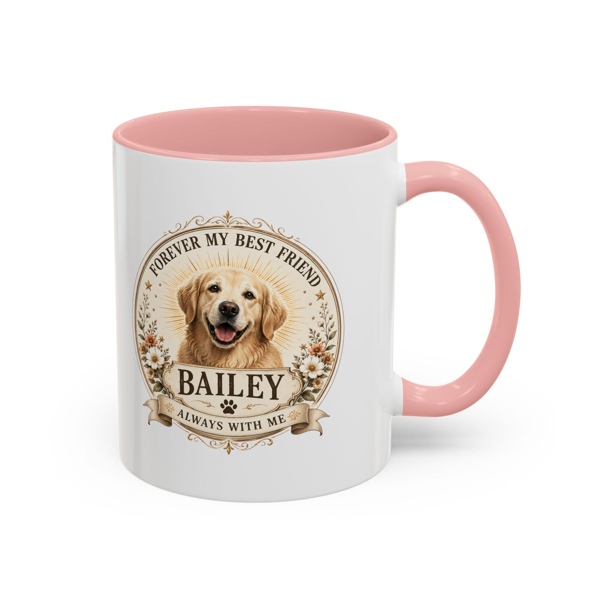 Milo Bailey Dog Dad Mom Golden Retriever Memorial Coffee Mug – "Forever My Best Friend" Personalized Name Accent Mug