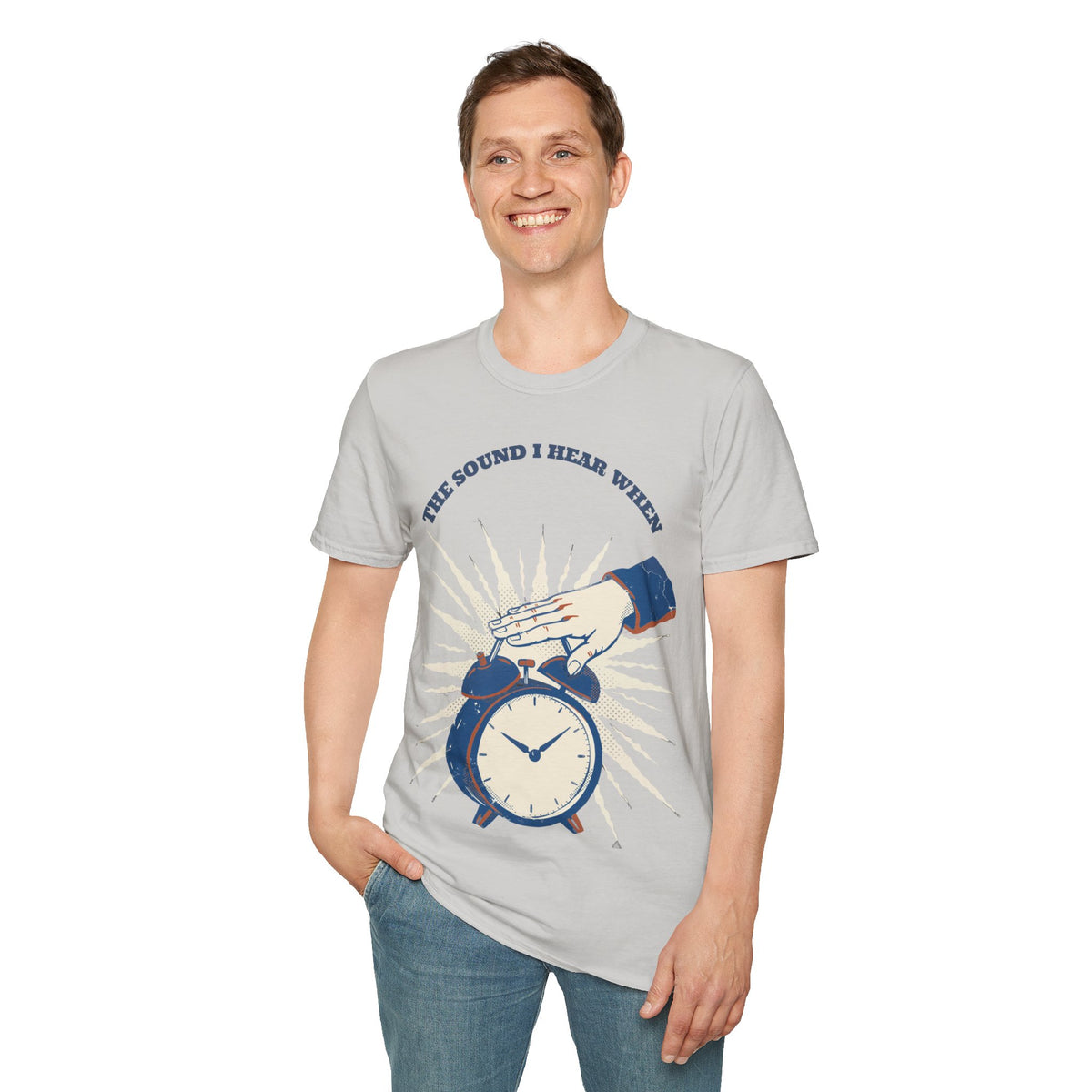 "The Sound I Hear When" Retro Alarm Clock Tee | Relatable Funny Quote T-Shirt - Trending Now - September 2026