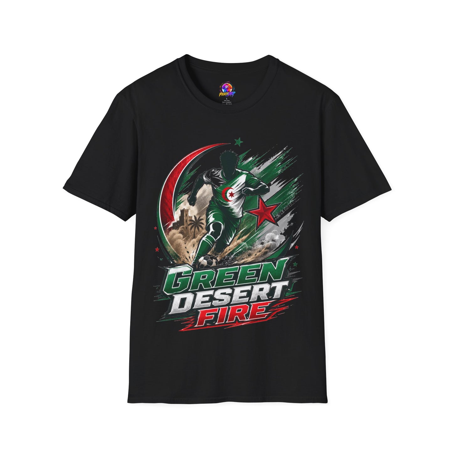 Algeria Football Fan Tee — "Green Desert Fire" Soccer Shirt