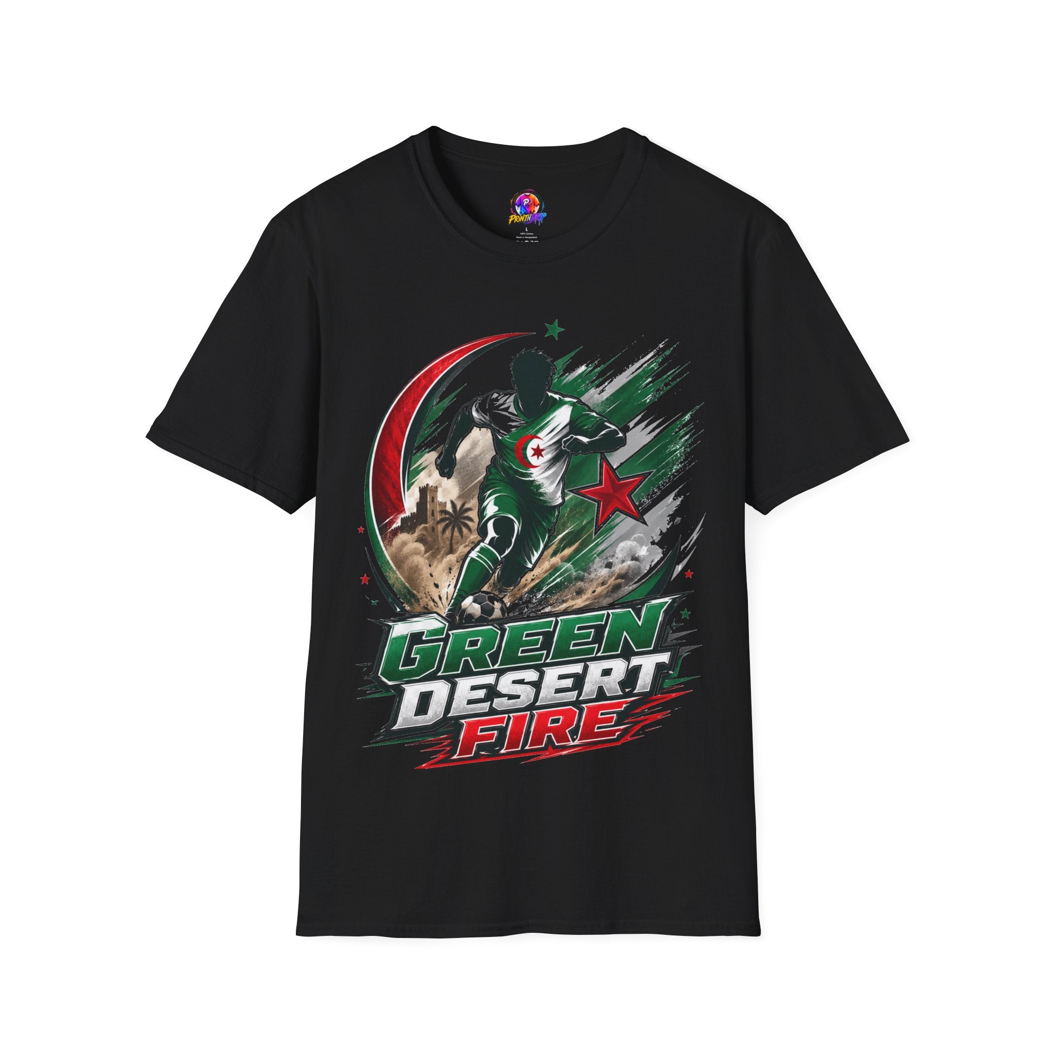 Algeria Football Fan Tee — "Green Desert Fire" Soccer Shirt