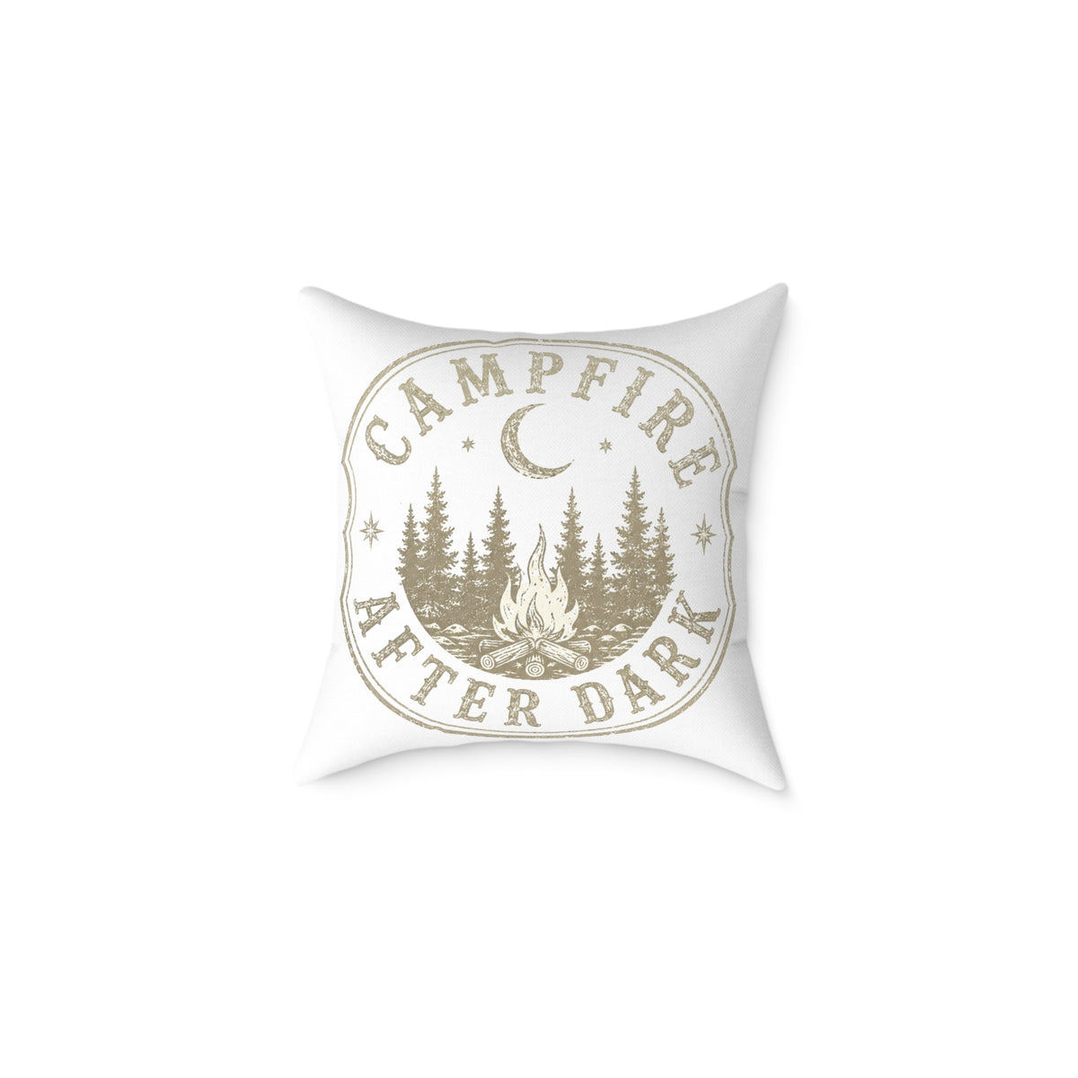 Campfire After Dark Square Throw Pillow Milo Bailey Dog Dad Mom— Rustic Outdoor Cabin Decor
