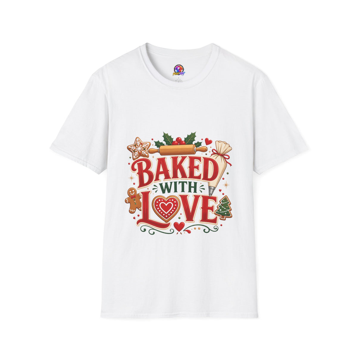 Baked With Love T-Shirt — Holiday Baking Christmas Cookie Chef Tee