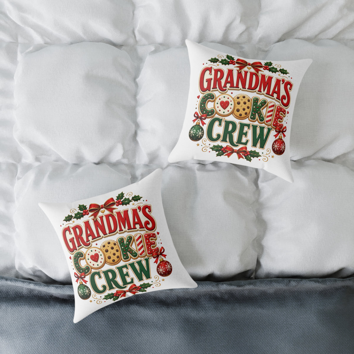Christmas Grandma’s Cookie Crew Throw Pillow — Christmas Holiday Decorative Pillow