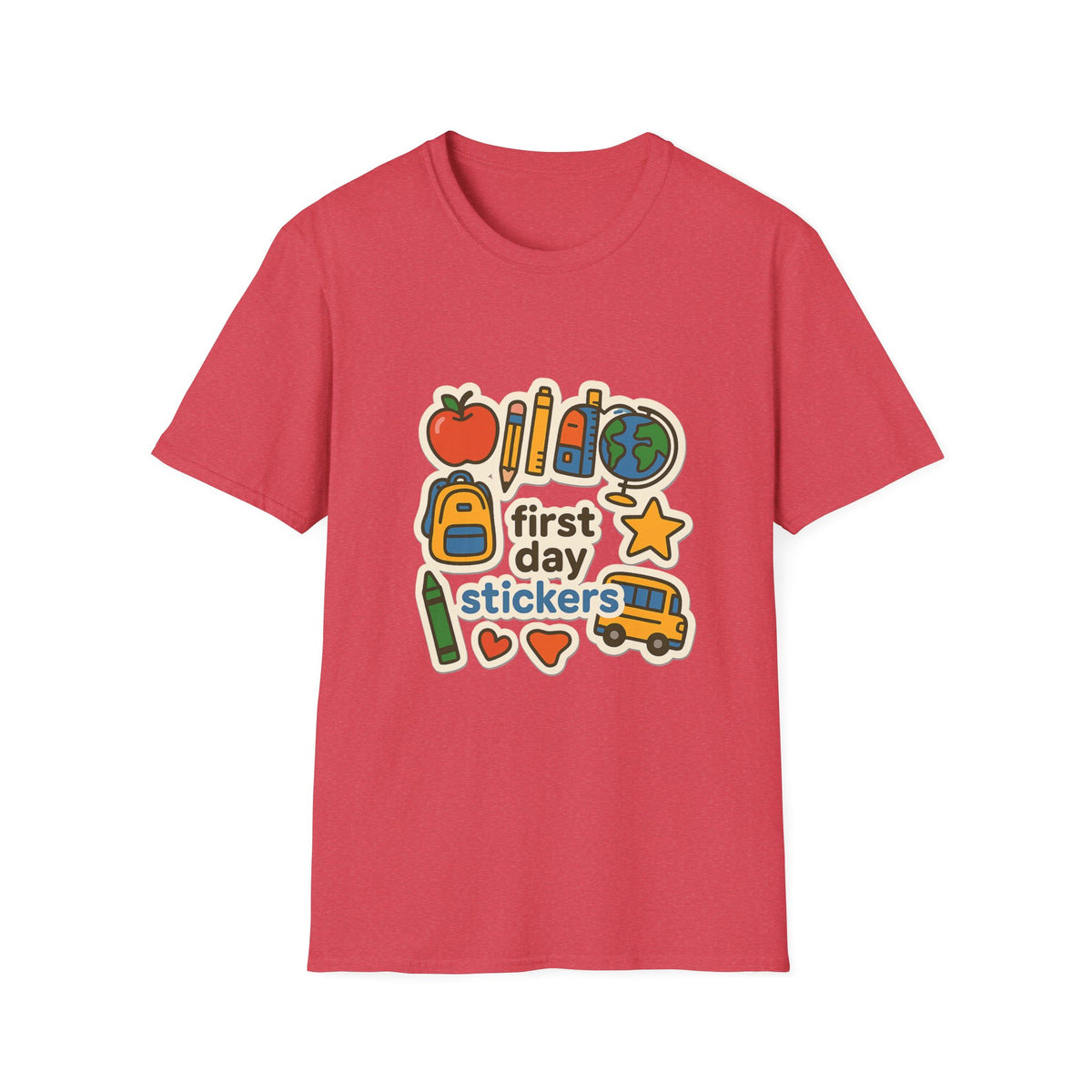Teacher Sticker Icons T-Shirt — Cute Apple, Pencil & Globe School Tee - Trending Now - August 2026