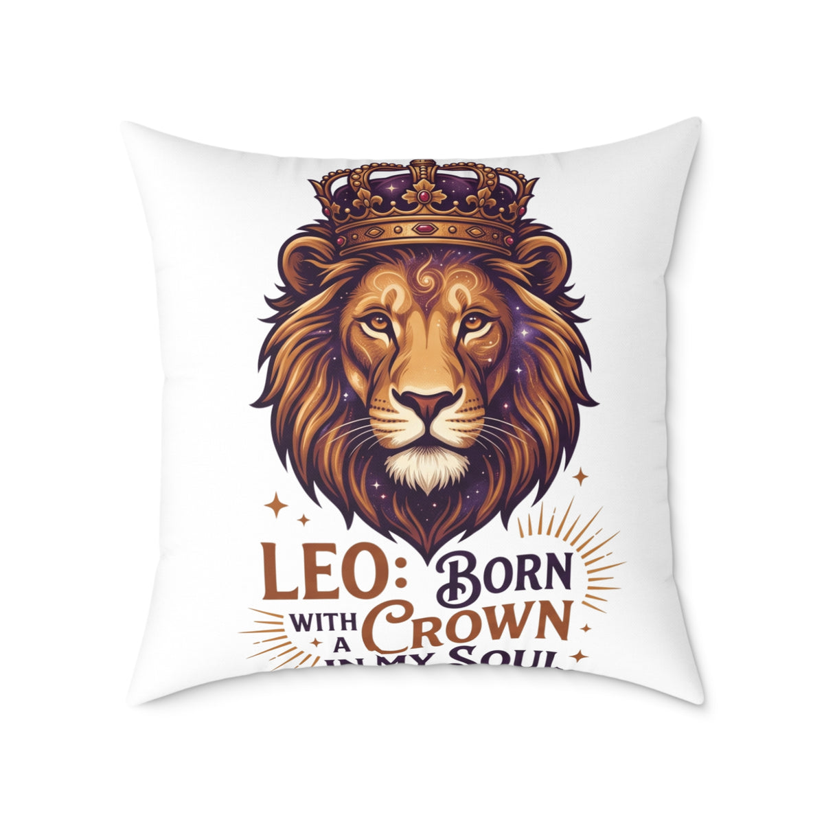 Leo Zodiac Born With A Crown Square Poly Canvas Pillow