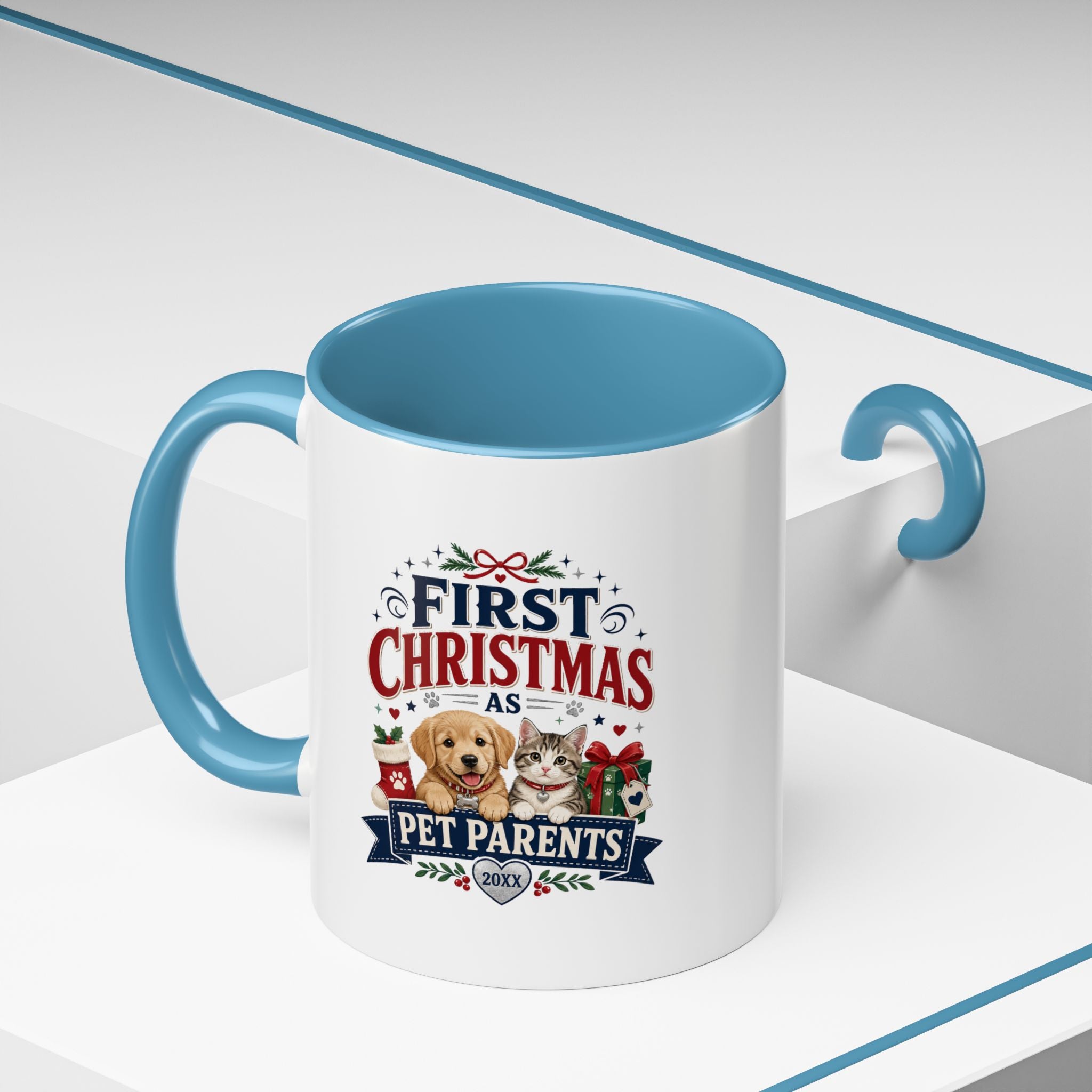 Christmas First Christmas as Pet Parents Coffee Mug — Cute Dog & Cat Holiday Gift