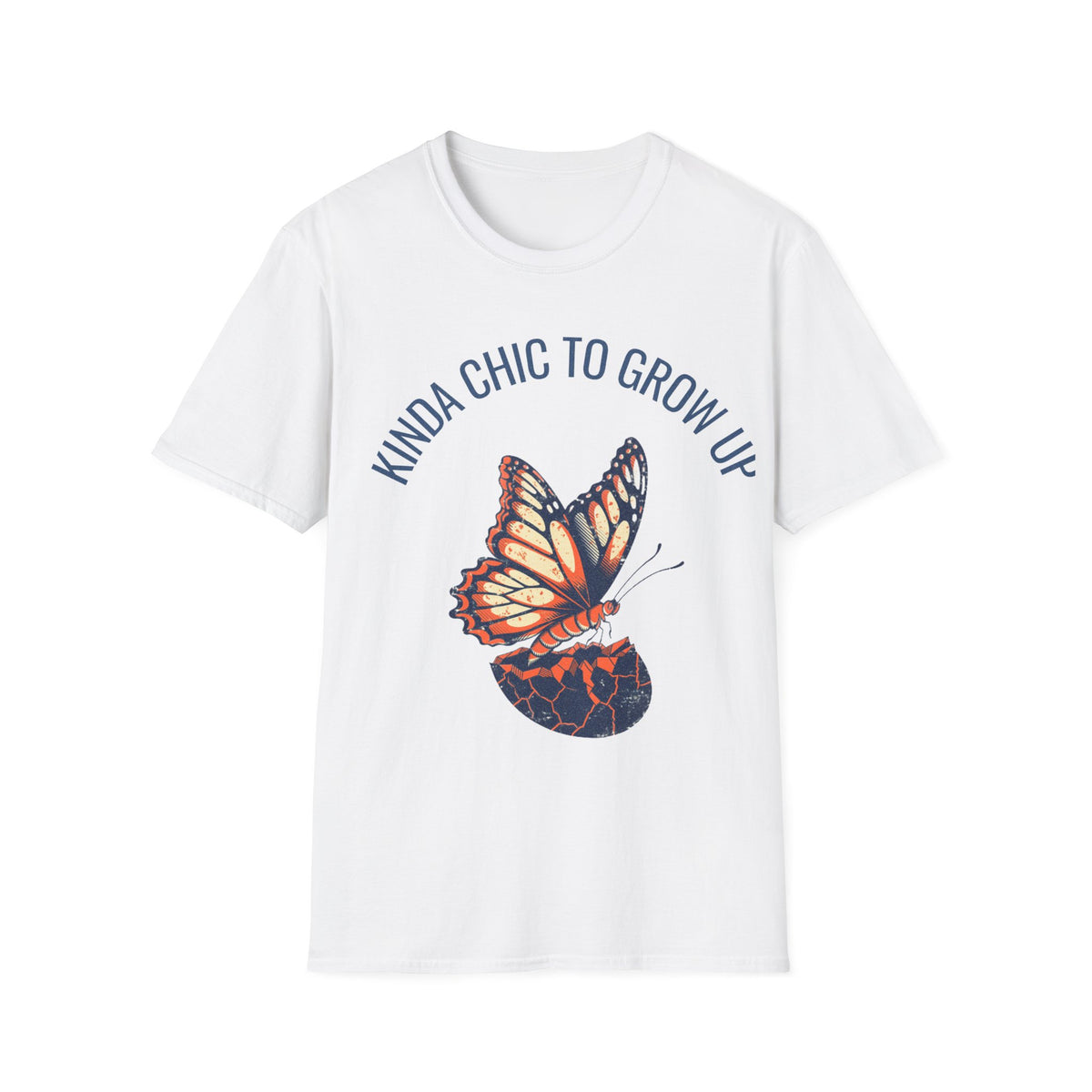 "Kinda Chic To Grow Up" Monarch Butterfly Graphic Tee - Aesthetic Inspirational White T-Shirt - Trending Now - September 2026