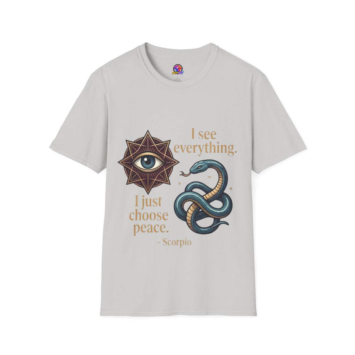 Scorpio “I See Everything” Zodiac T‑Shirt — Astrological Snake & All‑Seeing Eye Design