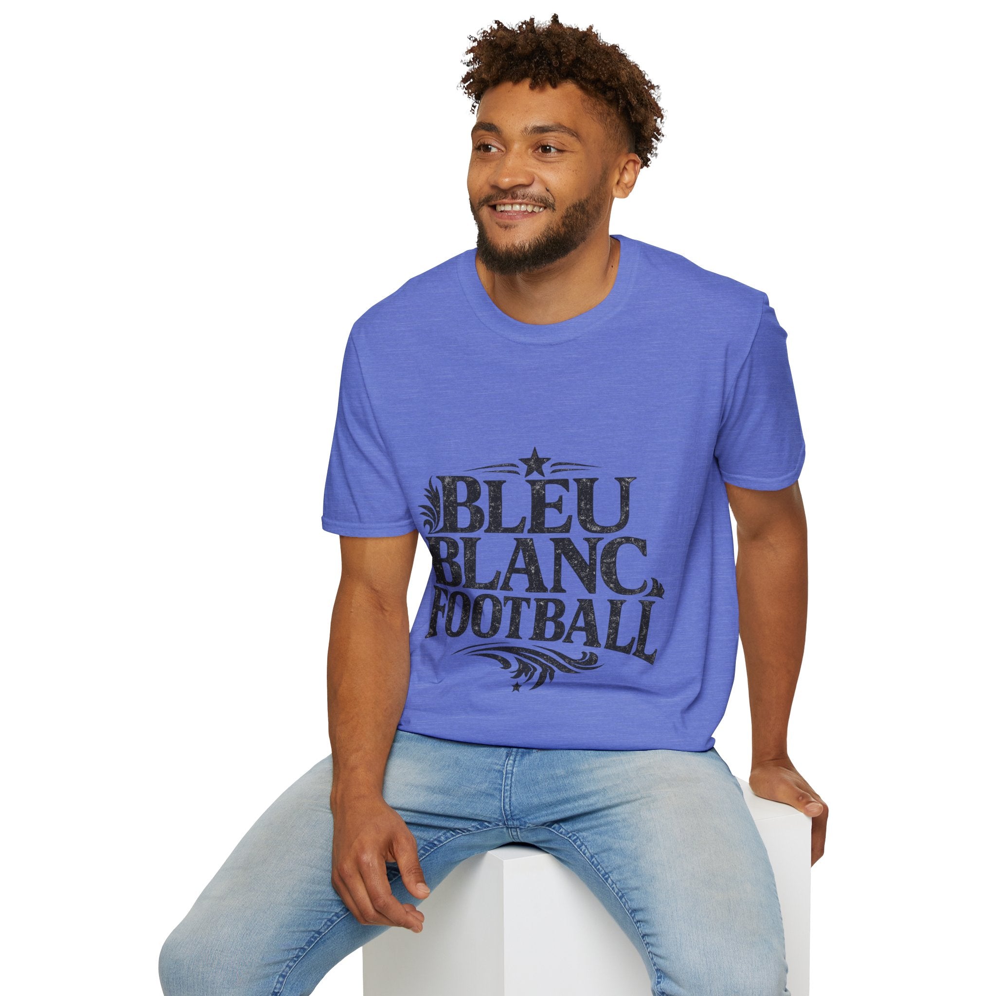 France Bleu Blanc Football T-Shirt — Vintage French Football Tee