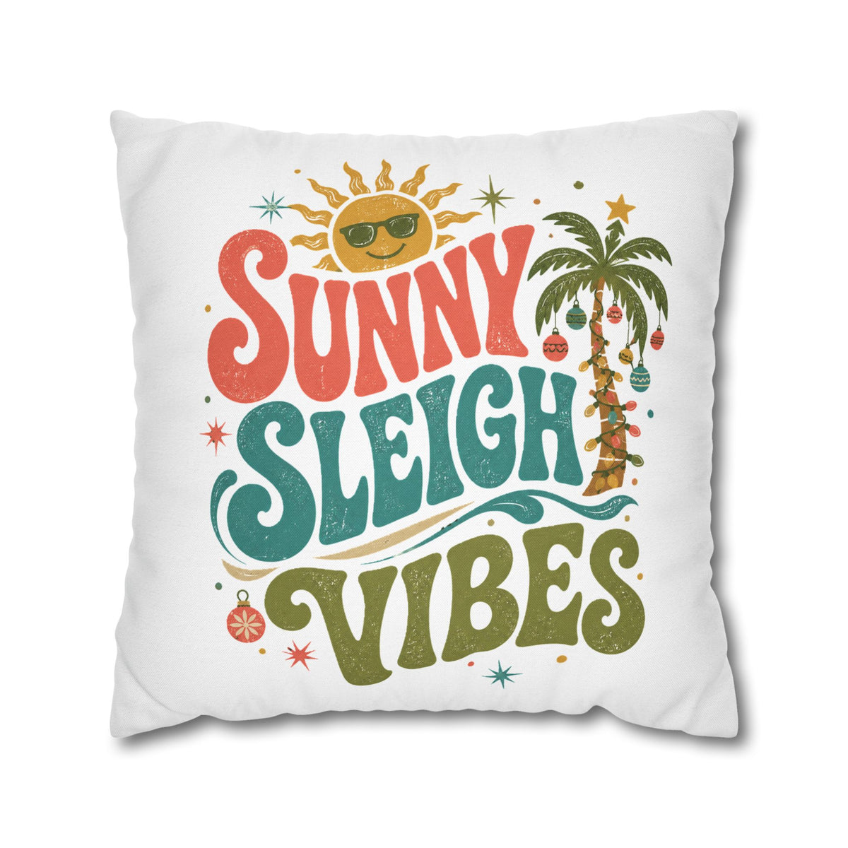 Sunny Sleigh Vibes Decorative Pillowcase Modern Day Christmas