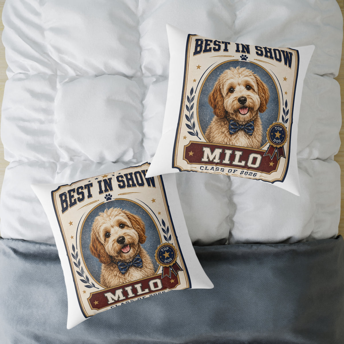 Best in Show Dog Pillow — Milo Bailey Dog Dad Mom  Personalized Milo Pet Decorative Pillow