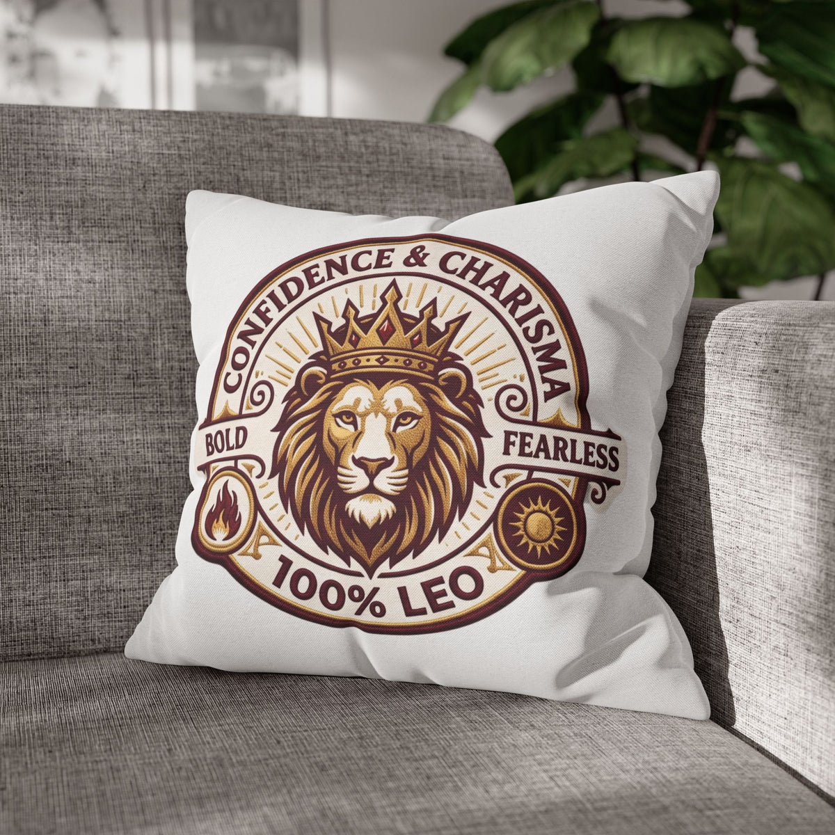 Leo Zodiac Confidence And Charisma Spun Polyester Square Pillowcase